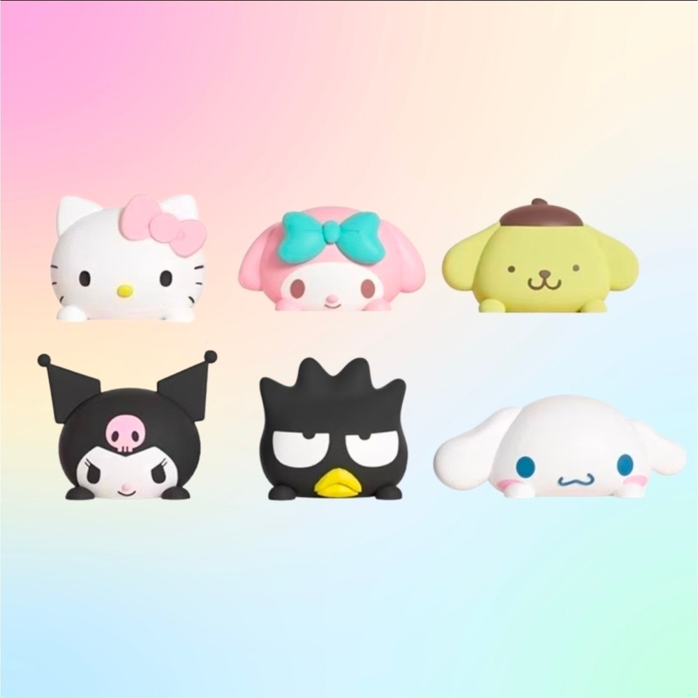 6 pc SET of Sanrio Characters Peeker Buddy Dashboard Monitor TV Sitter Figurines